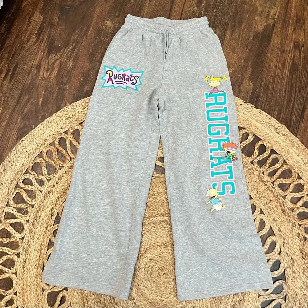 Nickelodeon RUGRATS Womens Size XS Wide Leg Joggers Sweatpants Gray